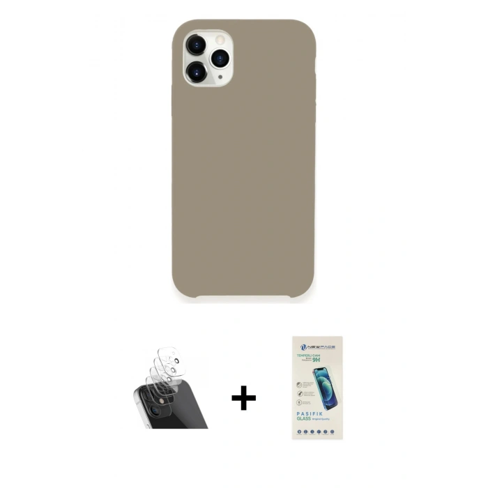 MARSİLYAN™- iPhone 11 Pro Kılıf Zirve Modern Özel Seri - Şeffaf Pasifik Cam Ekran Koruyucu + Şeffaf Kamera Lens Koruma Cam