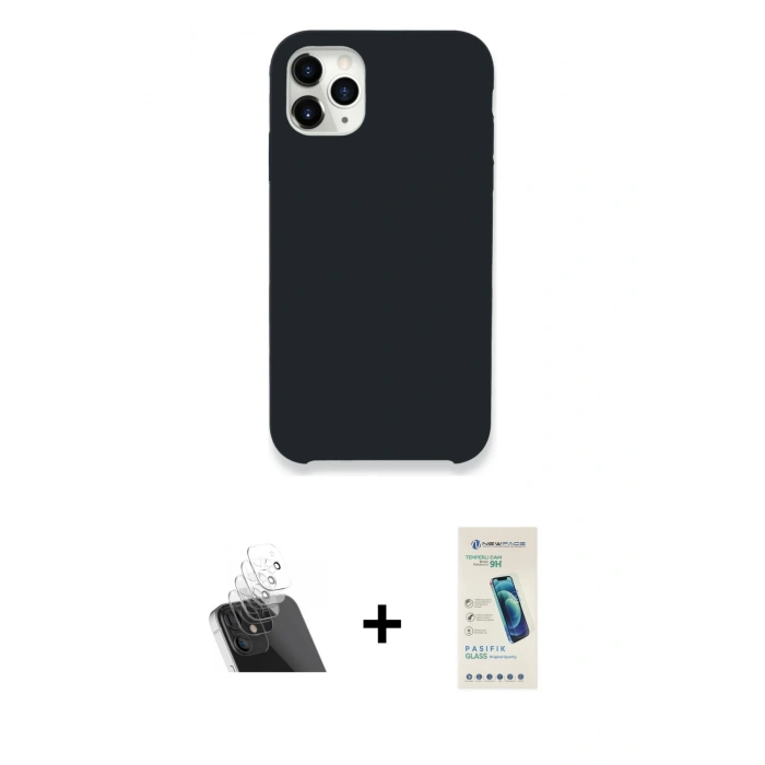 MARSİLYAN™- iPhone 11 Pro Kılıf Zirve Modern Özel Seri - Şeffaf Pasifik Cam Ekran Koruyucu + Şeffaf Kamera Lens Koruma Cam