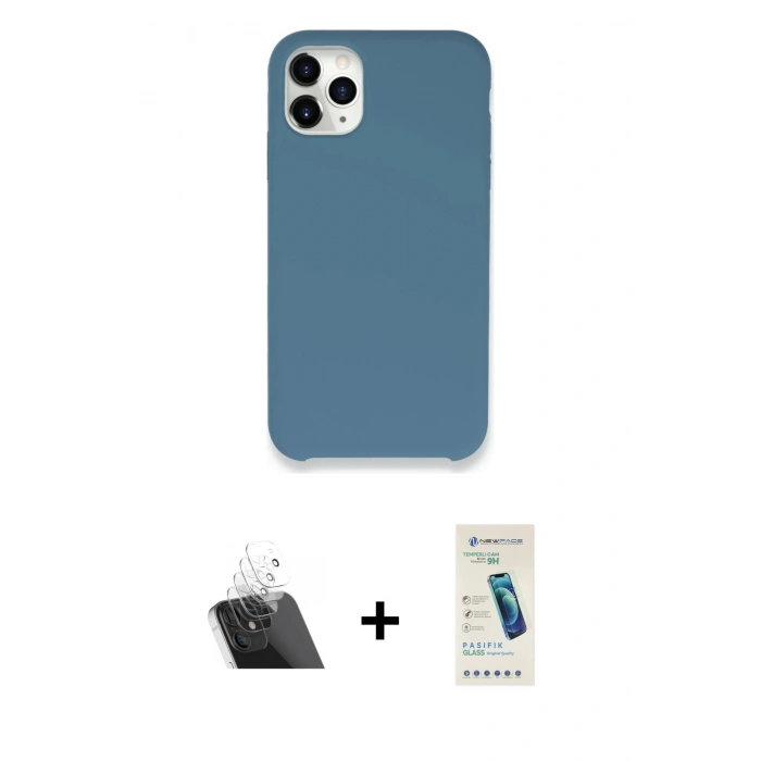 MARSİLYAN™- iPhone 11 Pro Kılıf Zirve Modern Özel Seri - Şeffaf Pasifik Cam Ekran Koruyucu + Şeffaf Kamera Lens Koruma Cam