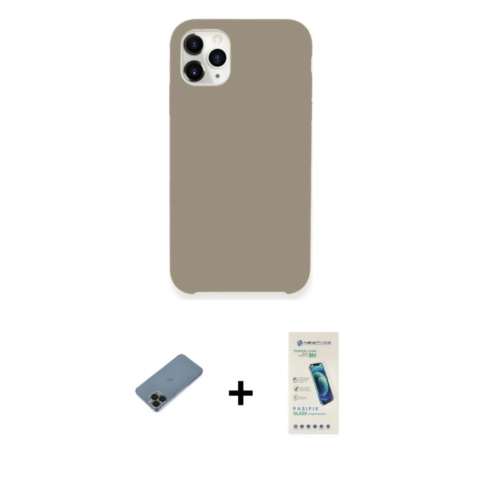 MARSİLYAN™- iPhone 11 Pro Kılıf Zirve Modern Özel Seri - Şeffaf Pasifik Cam Ekran Koruyucu + Shine Kamera Lens Koruma Cam - SH