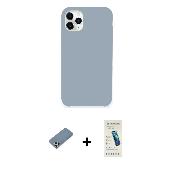 MARSİLYAN™- iPhone 11 Pro Kılıf Zirve Modern Özel Seri - Şeffaf Pasifik Cam Ekran Koruyucu + Shine Kamera Lens Koruma Cam - GS