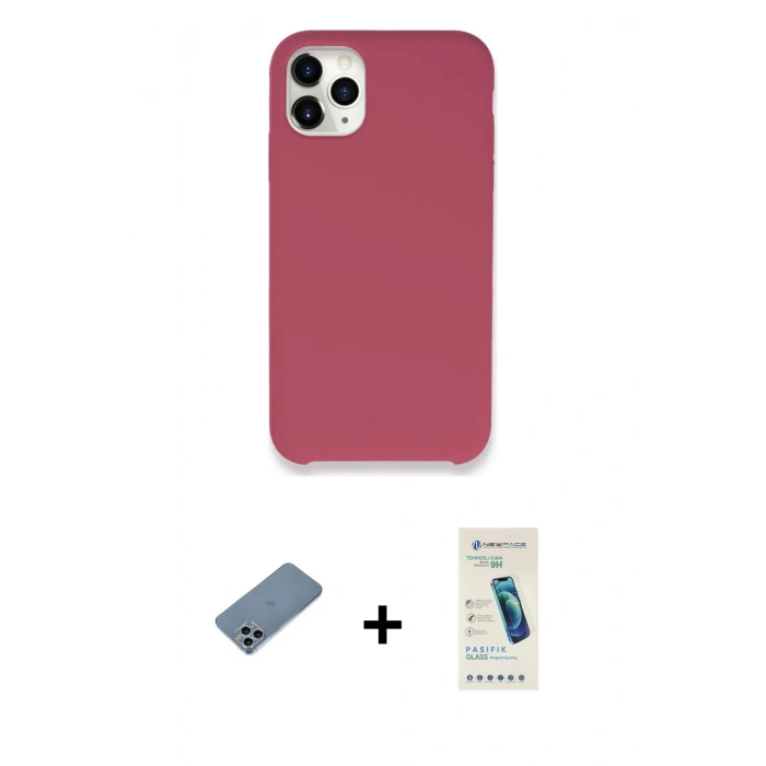 MARSİLYAN™- iPhone 11 Pro Kılıf Zirve Modern Özel Seri - Şeffaf Pasifik Cam Ekran Koruyucu + Shine Kamera Lens Koruma Cam - SABE