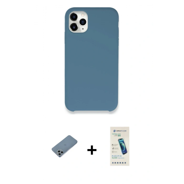 MARSİLYAN™- iPhone 11 Pro Kılıf Zirve Modern Özel Seri - Şeffaf Pasifik Cam Ekran Koruyucu + Shine Kamera Lens Koruma Cam - SABE