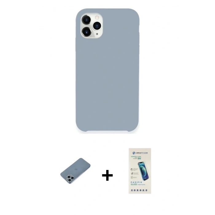 MARSİLYAN™- iPhone 11 Pro Kılıf Zirve Modern Özel Seri - Şeffaf Pasifik Cam Ekran Koruyucu + Shine Kamera Lens Koruma Cam - SABE