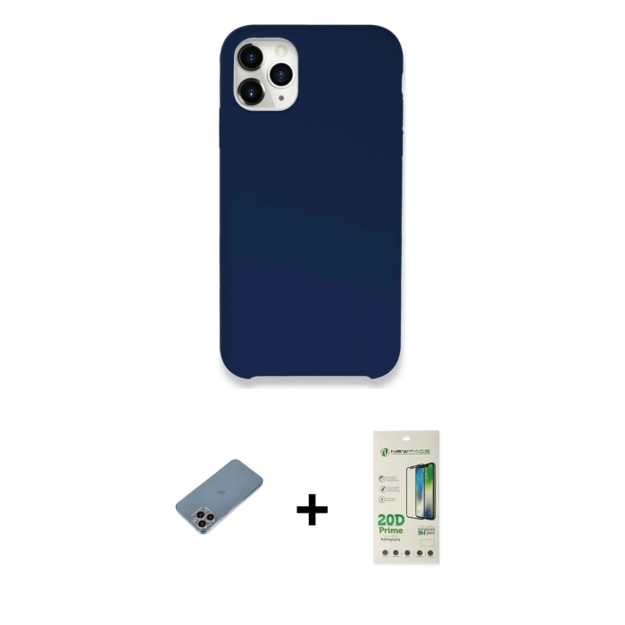 MARSİLYAN™- iPhone 11 Pro Kılıf Zirve Modern Özel Seri - Siyah 20D Premium Cam Ekran Koruyucu + Shine Kamera Lens Koruma Cam - GI