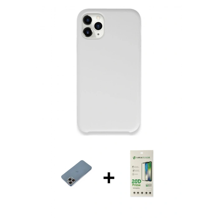 MARSİLYAN™- iPhone 11 Pro Kılıf Zirve Modern Özel Seri - Siyah 20D Premium Cam Ekran Koruyucu + Shine Kamera Lens Koruma Cam - GI