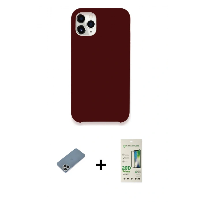MARSİLYAN™- iPhone 11 Pro Kılıf Zirve Modern Özel Seri - Siyah 20D Premium Cam Ekran Koruyucu + Shine Kamera Lens Koruma Cam - GS