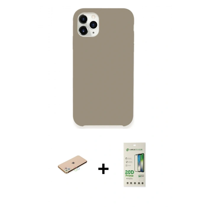 MARSİLYAN™- iPhone 11 Pro Kılıf Zirve Modern Özel Seri - Siyah 20D Premium Cam Ekran Koruyucu + Renkli Kamera Lens Koruma Cam - MI