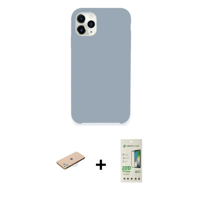 MARSİLYAN™- iPhone 11 Pro Kılıf Zirve Modern Özel Seri - Siyah 20D Premium Cam Ekran Koruyucu + Renkli Kamera Lens Koruma Cam - MI