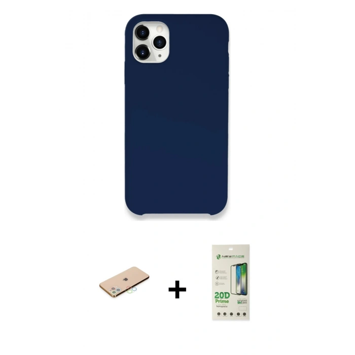 MARSİLYAN™- iPhone 11 Pro Kılıf Zirve Modern Özel Seri - Siyah 20D Premium Cam Ekran Koruyucu + Renkli Kamera Lens Koruma Cam - MI