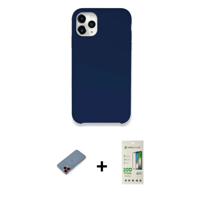 MARSİLYAN™- iPhone 11 Pro Kılıf Zirve Modern Özel Seri - Siyah 20D Premium Cam Ekran Koruyucu + Metal Kamera Lens Koruma Cam - KI