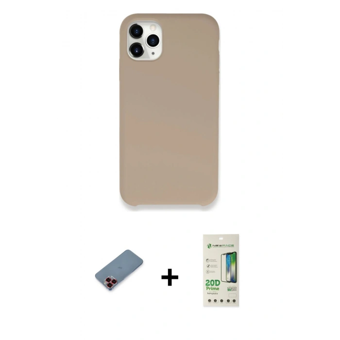 MARSİLYAN™- iPhone 11 Pro Kılıf Zirve Modern Özel Seri - Siyah 20D Premium Cam Ekran Koruyucu + Metal Kamera Lens Koruma Cam - KI