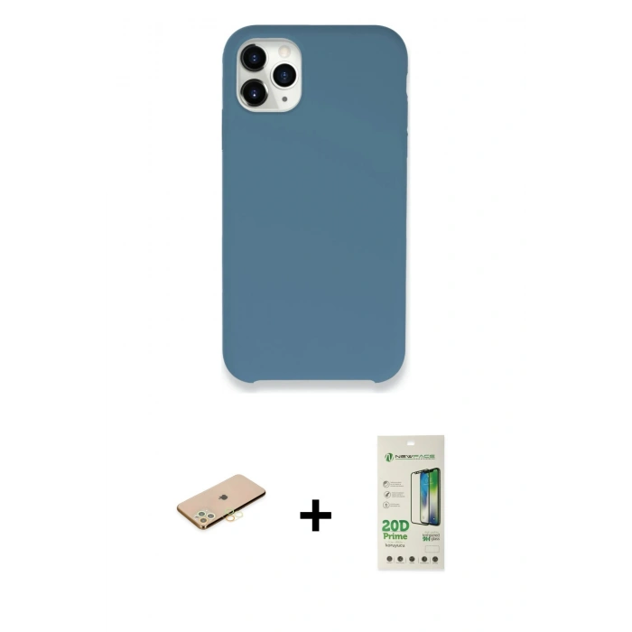 MARSİLYAN™- iPhone 11 Pro Kılıf Zirve Modern Özel Seri - Siyah 20D Premium Cam Ekran Koruyucu + Renkli Kamera Lens Koruma Cam - PE