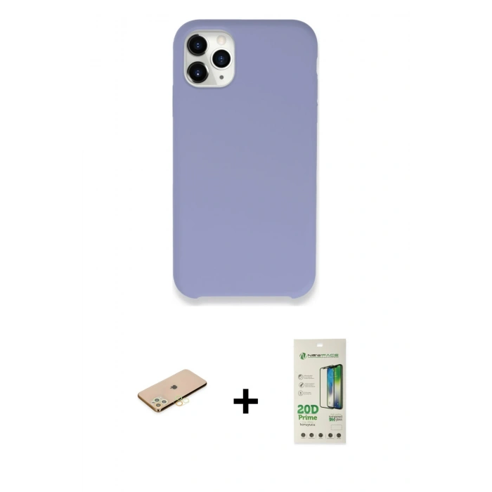 MARSİLYAN™- iPhone 11 Pro Kılıf Zirve Modern Özel Seri - Siyah 20D Premium Cam Ekran Koruyucu + Renkli Kamera Lens Koruma Cam - PE