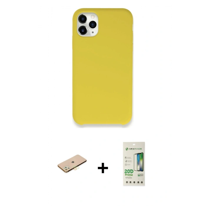 MARSİLYAN™- iPhone 11 Pro Kılıf Zirve Modern Özel Seri - Siyah 20D Premium Cam Ekran Koruyucu + Renkli Kamera Lens Koruma Cam - PE