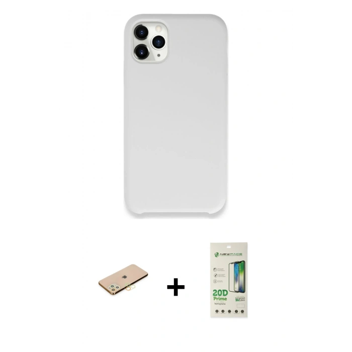 MARSİLYAN™- iPhone 11 Pro Kılıf Zirve Modern Özel Seri - Siyah 20D Premium Cam Ekran Koruyucu + Renkli Kamera Lens Koruma Cam - PE