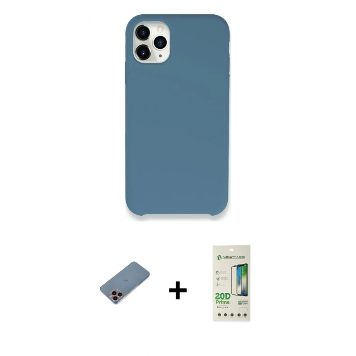 MARSİLYAN™- iPhone 11 Pro Kılıf Zirve Modern Özel Seri - Siyah 20D Premium Cam Ekran Koruyucu + Shine Kamera Lens Koruma Cam - PE