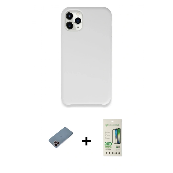 MARSİLYAN™- iPhone 11 Pro Kılıf Zirve Modern Özel Seri - Siyah 20D Premium Cam Ekran Koruyucu + Shine Kamera Lens Koruma Cam - PE