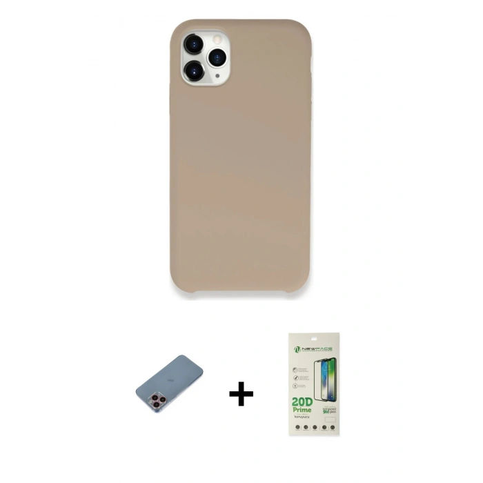MARSİLYAN™- iPhone 11 Pro Kılıf Zirve Modern Özel Seri - Siyah 20D Premium Cam Ekran Koruyucu + Shine Kamera Lens Koruma Cam - PE