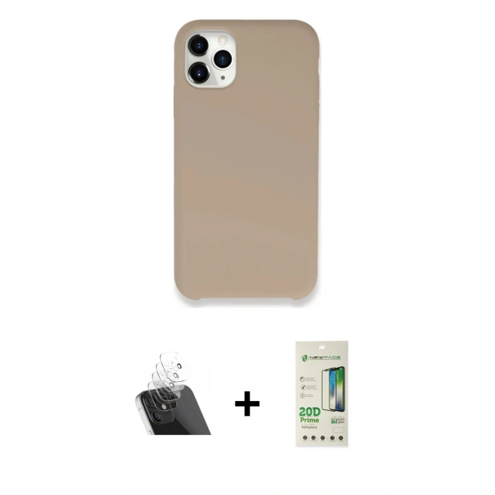 MARSİLYAN™- iPhone 11 Pro Kılıf Zirve Modern Özel Seri - Siyah 20D Premium Cam Ekran Koruyucu + Şeffaf Kamera Lens Koruma Cam