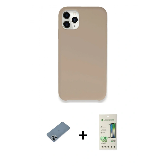 MARSİLYAN™- iPhone 11 Pro Kılıf Zirve Modern Özel Seri - Siyah 20D Premium Cam Ekran Koruyucu + Sierra Blue Shine Kamera Lens Koruma Cam