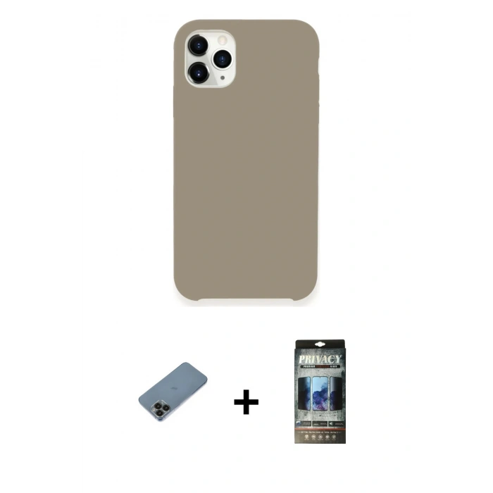 MARSİLYAN™- iPhone 11 Pro Kılıf Zirve Modern Özel Seri - Siyah 34D Hayalet Izgaralı Cam + Shine Kamera Lens Koruma Cam - SH