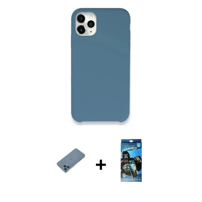 MARSİLYAN™- iPhone 11 Pro Kılıf Zirve Modern Özel Seri - Siyah 34D Izgaralı Cam + Shine Kamera Lens Koruma Cam - MI