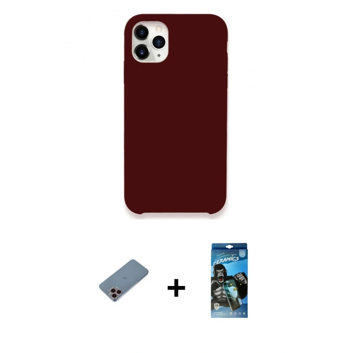 MARSİLYAN™- iPhone 11 Pro Kılıf Zirve Modern Özel Seri - Siyah 34D Izgaralı Cam + Shine Kamera Lens Koruma Cam - PE
