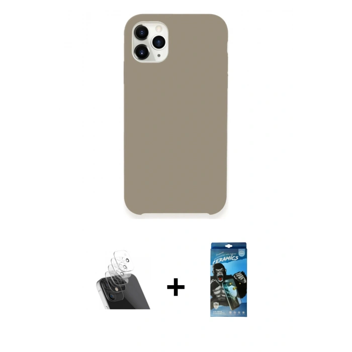 MARSİLYAN™- iPhone 11 Pro Kılıf Zirve Modern Özel Seri - Siyah 34D Izgaralı Cam + Kamera Lens Koruma Cam - SF