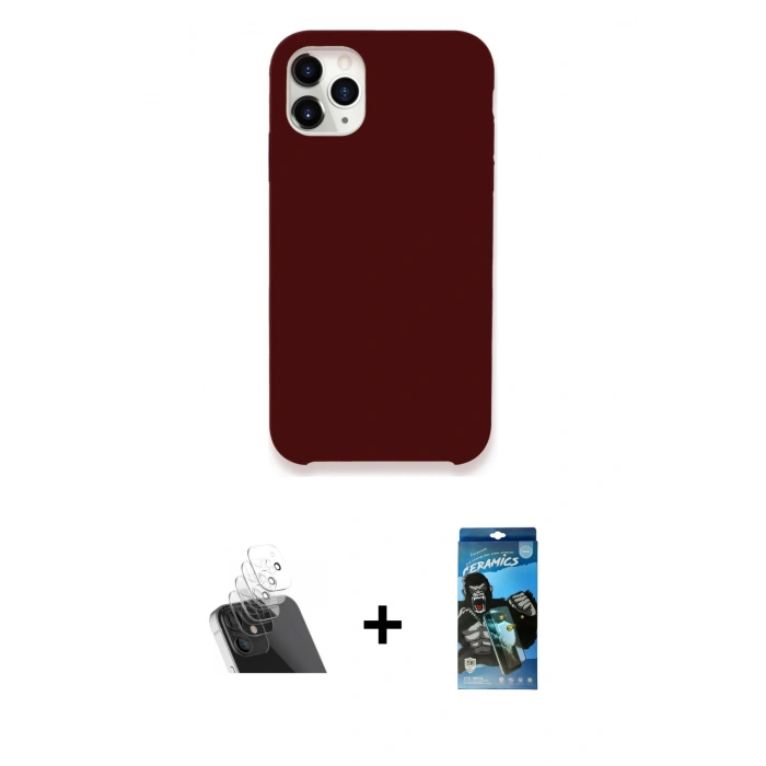 MARSİLYAN™- iPhone 11 Pro Kılıf Zirve Modern Özel Seri - Siyah 34D Izgaralı Cam + Kamera Lens Koruma Cam - SF