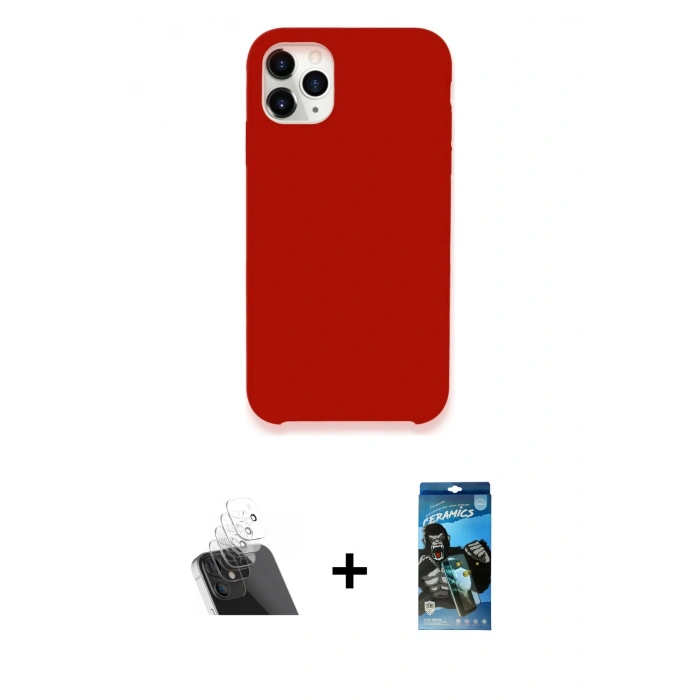 MARSİLYAN™- iPhone 11 Pro Kılıf Zirve Modern Özel Seri - Siyah 34D Izgaralı Cam + Kamera Lens Koruma Cam - SF