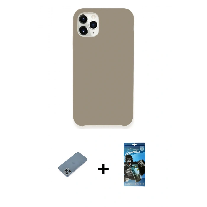 MARSİLYAN™- iPhone 11 Pro Kılıf Zirve Modern Özel Seri - Siyah 34D Izgaralı Cam + Shine Kamera Lens Koruma Cam - SABE
