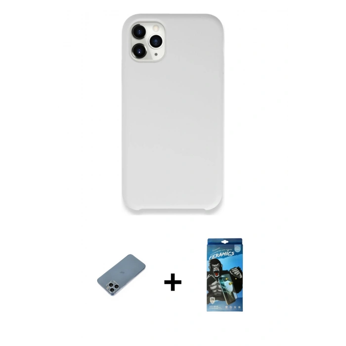 MARSİLYAN™- iPhone 11 Pro Kılıf Zirve Modern Özel Seri - Siyah 34D Izgaralı Cam + Shine Kamera Lens Koruma Cam - SABE