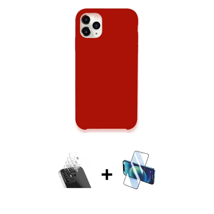 MARSİLYAN™- iPhone 11 Pro Kılıf Zirve Modern Özel Seri - Siyah 3D Antistatik Cam Ekran Koruyucu + Kamera Lens Koruma Cam - SF