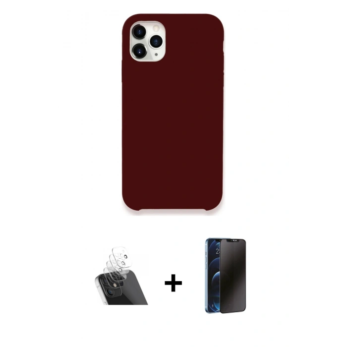 MARSİLYAN™- iPhone 11 Pro Kılıf Zirve Modern Özel Seri - Siyah 3D Antistatik Hayalet Cam Ekran Koruyucu + Kamera Lens Koruma Cam - SF