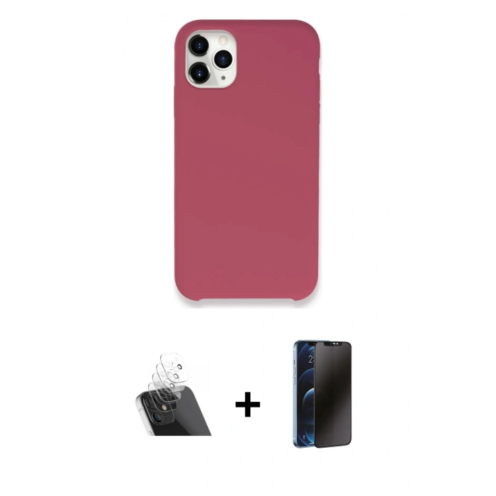 MARSİLYAN™- iPhone 11 Pro Kılıf Zirve Modern Özel Seri - Siyah 3D Antistatik Hayalet Cam Ekran Koruyucu + Kamera Lens Koruma Cam - SF