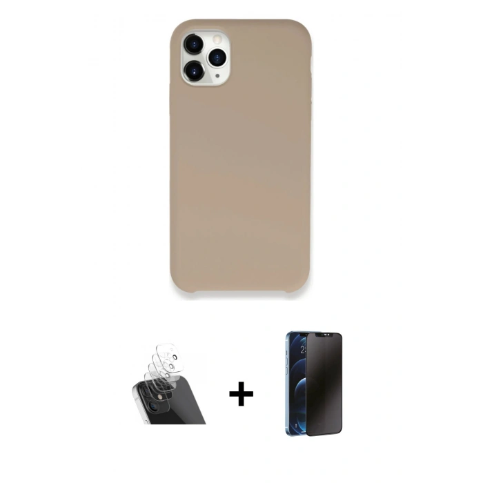 MARSİLYAN™- iPhone 11 Pro Kılıf Zirve Modern Özel Seri - Siyah 3D Antistatik Hayalet Cam Ekran Koruyucu + Kamera Lens Koruma Cam - SF