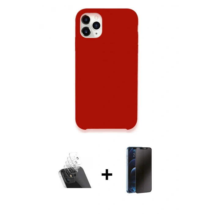 MARSİLYAN™- iPhone 11 Pro Kılıf Zirve Modern Özel Seri - Siyah 3D Antistatik Hayalet Cam Ekran Koruyucu + Kamera Lens Koruma Cam - SF