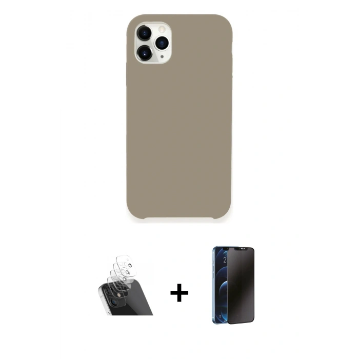 MARSİLYAN™- iPhone 11 Pro Kılıf Zirve Modern Özel Seri - Siyah 3D Antistatik Hayalet Cam Ekran Koruyucu + Kamera Lens Koruma Cam - SF