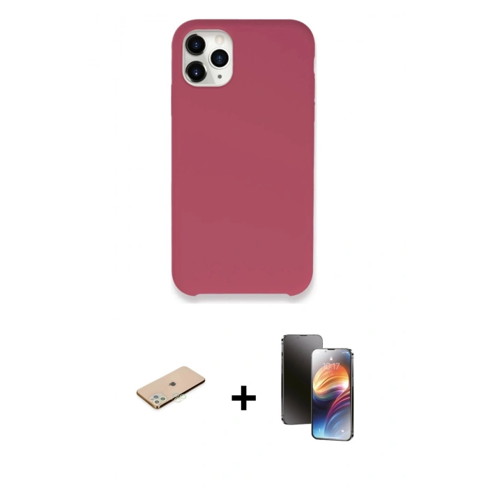MARSİLYAN™- iPhone 11 Pro Kılıf Zirve Modern Özel Seri - Siyah 3D Antistatik Mat Seramik Nano Ekran Koruyucu + Renkli Kamera Lens Koruma Cam - YL