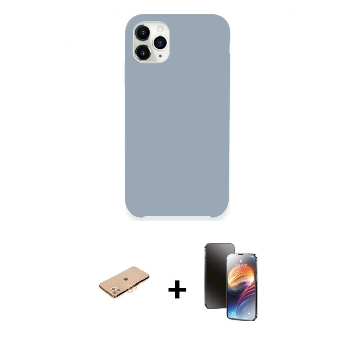 MARSİLYAN™- iPhone 11 Pro Kılıf Zirve Modern Özel Seri - Siyah 3D Antistatik Mat Seramik Nano Ekran Koruyucu + Renkli Kamera Lens Koruma Cam - TU