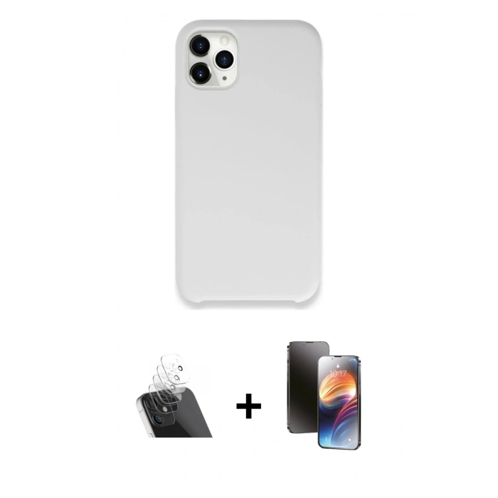 MARSİLYAN™- iPhone 11 Pro Kılıf Zirve Modern Özel Seri - Siyah 3D Antistatik Mat Seramik Nano Ekran Koruyucu + Kamera Lens Koruma Cam - SF