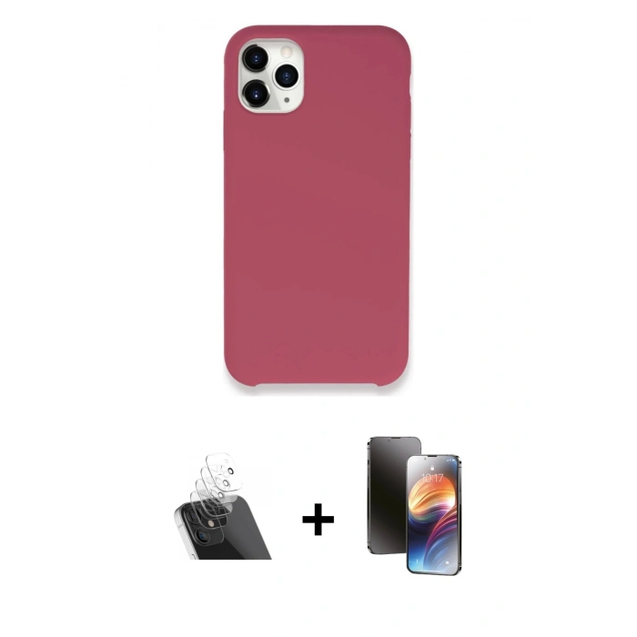 MARSİLYAN™- iPhone 11 Pro Kılıf Zirve Modern Özel Seri - Siyah 3D Antistatik Mat Seramik Nano Ekran Koruyucu + Kamera Lens Koruma Cam - SF