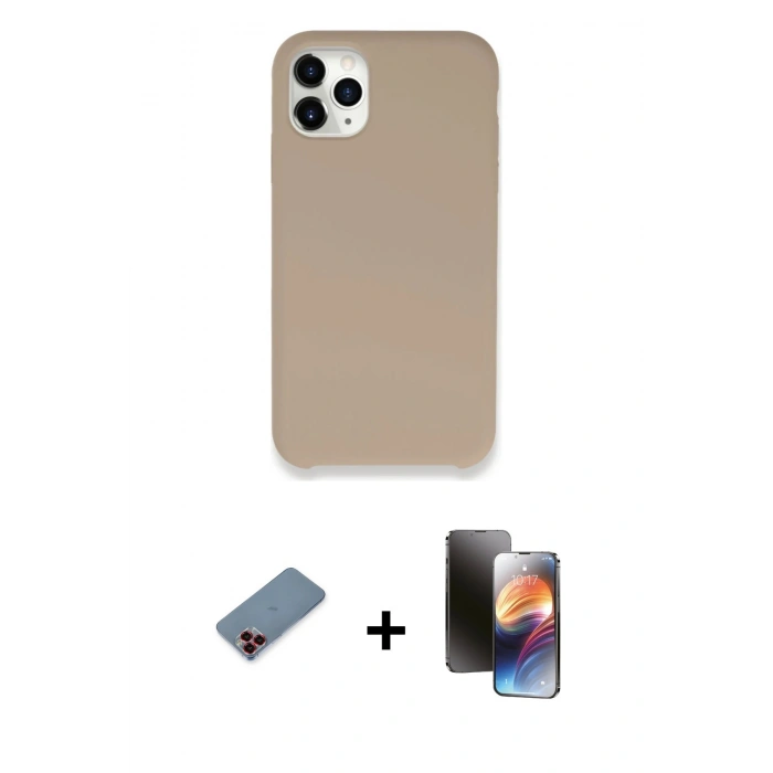MARSİLYAN™- iPhone 11 Pro Kılıf Zirve Modern Özel Seri - Siyah 3D Antistatik Mat Seramik Nano Ekran Koruyucu + Kırmızı Metal Kamera Lens Koruma Cam