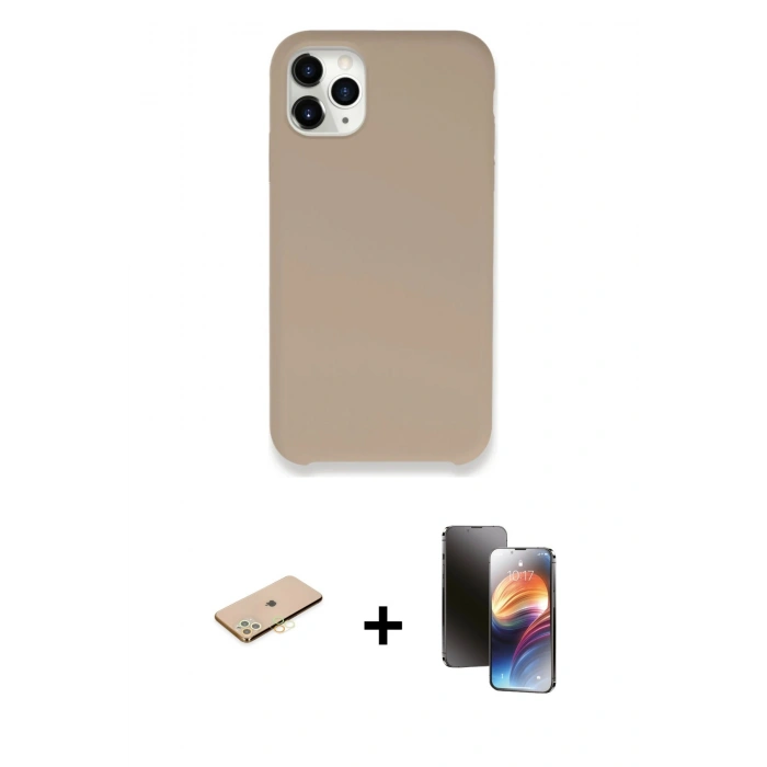 MARSİLYAN™- iPhone 11 Pro Kılıf Zirve Modern Özel Seri - Siyah 3D Antistatik Mat Seramik Nano Ekran Koruyucu + Renkli Kamera Lens Koruma Cam - PE