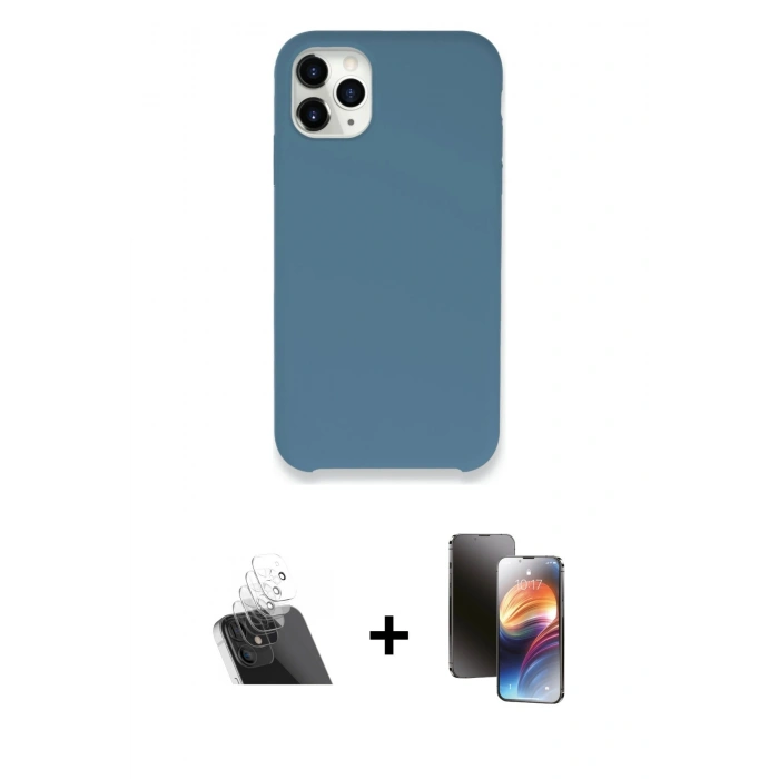 MARSİLYAN™- iPhone 11 Pro Kılıf Zirve Modern Özel Seri - Siyah 3D Antistatik Mat Seramik Nano Ekran Koruyucu + Kamera Lens Koruma Cam - SF