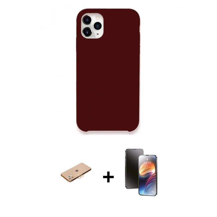 MARSİLYAN™- iPhone 11 Pro Kılıf Zirve Modern Özel Seri - Siyah 3D Antistatik Mat Seramik Nano Ekran Koruyucu + Renkli Kamera Lens Koruma Cam - TU
