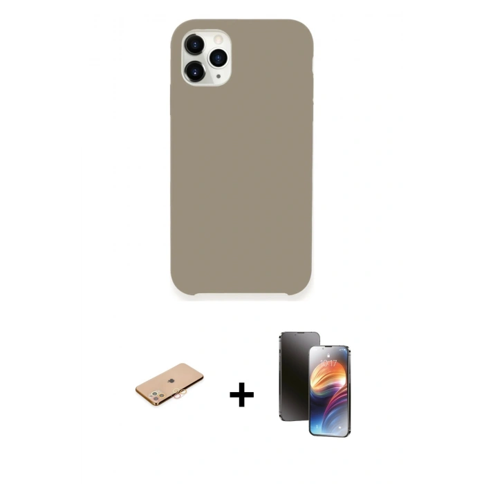 MARSİLYAN™- iPhone 11 Pro Kılıf Zirve Modern Özel Seri - Siyah 3D Antistatik Mat Seramik Nano Ekran Koruyucu + Renkli Kamera Lens Koruma Cam - TU