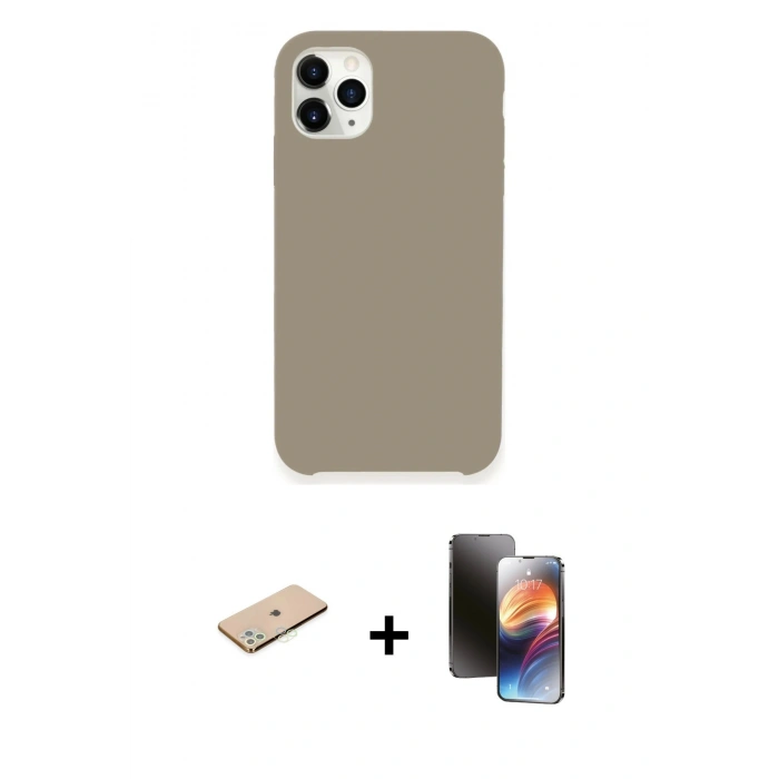 MARSİLYAN™- iPhone 11 Pro Kılıf Zirve Modern Özel Seri - Siyah 3D Antistatik Mat Seramik Nano Ekran Koruyucu + Renkli Kamera Lens Koruma Cam - YL