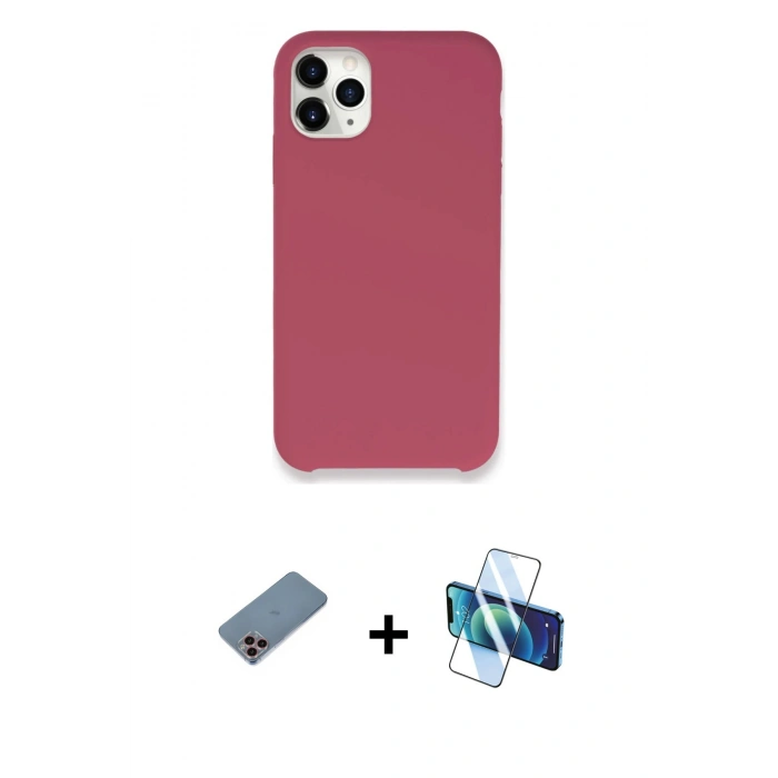 MARSİLYAN™- iPhone 11 Pro Kılıf Zirve Modern Özel Seri - Siyah 3D Antistatik Seramik Nano Ekran Koruyucu + Shine Kamera Lens Koruma Cam - PE